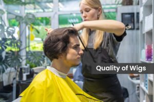 Hairdresser combing and styling a man's hair in a modern salon with lush green plants and bright lighting, focusing on the precision of the hairstyling process.
